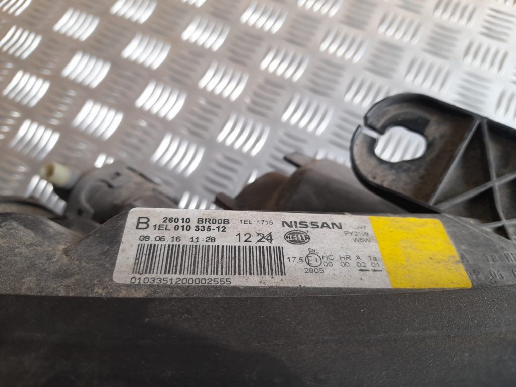 Priekšējais labais lukturis priekš Nissan Qashqai 2006-2013 26010BR00B 2 Priekšējais labais lukturis priekš Nissan Qashqai 2006-2013 26010BR00B