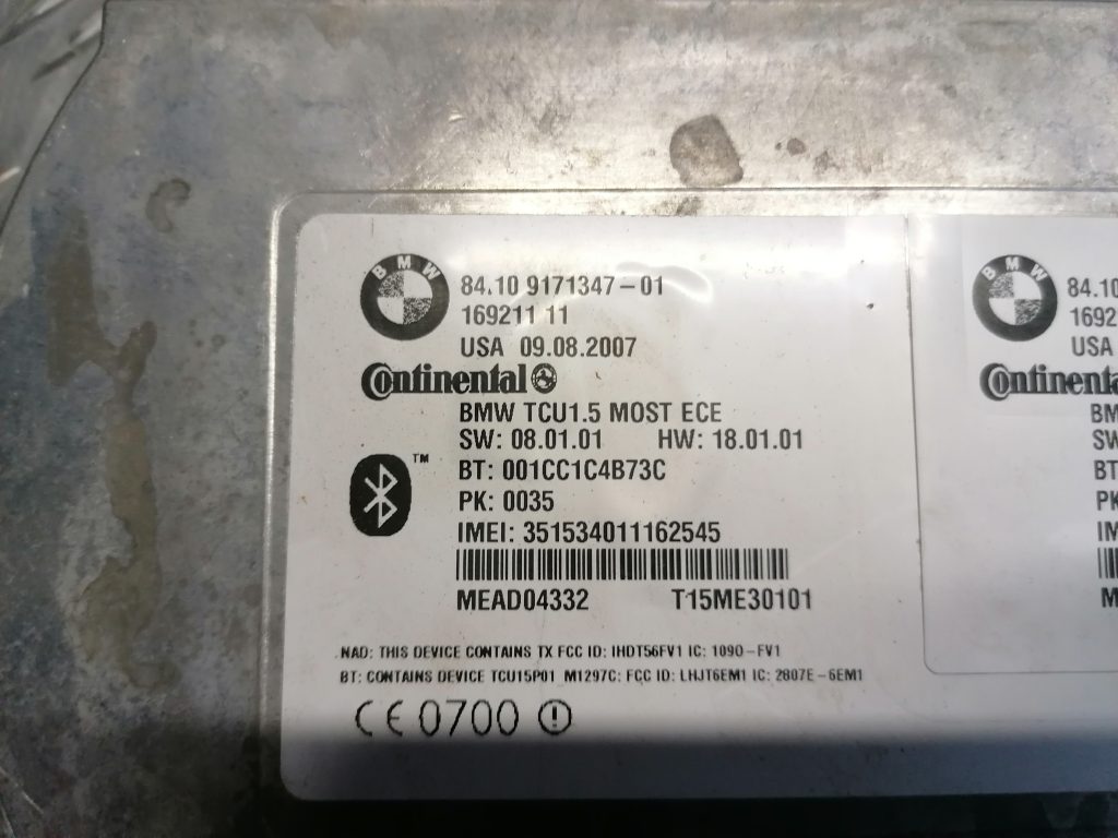 Bluetooth vadības bloks priekš BMW 330D E91 2008 TOURING 3 Bluetooth vadības bloks priekš BMW 330D E91 2008 TOURING