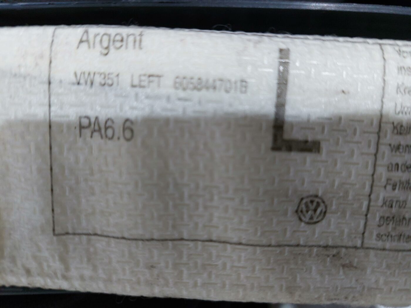 Griestu drošības spilvens, pa kreisi priekš VW JETTA 2008 3 Griestu drošības spilvens, pa kreisi priekš VW JETTA 2008