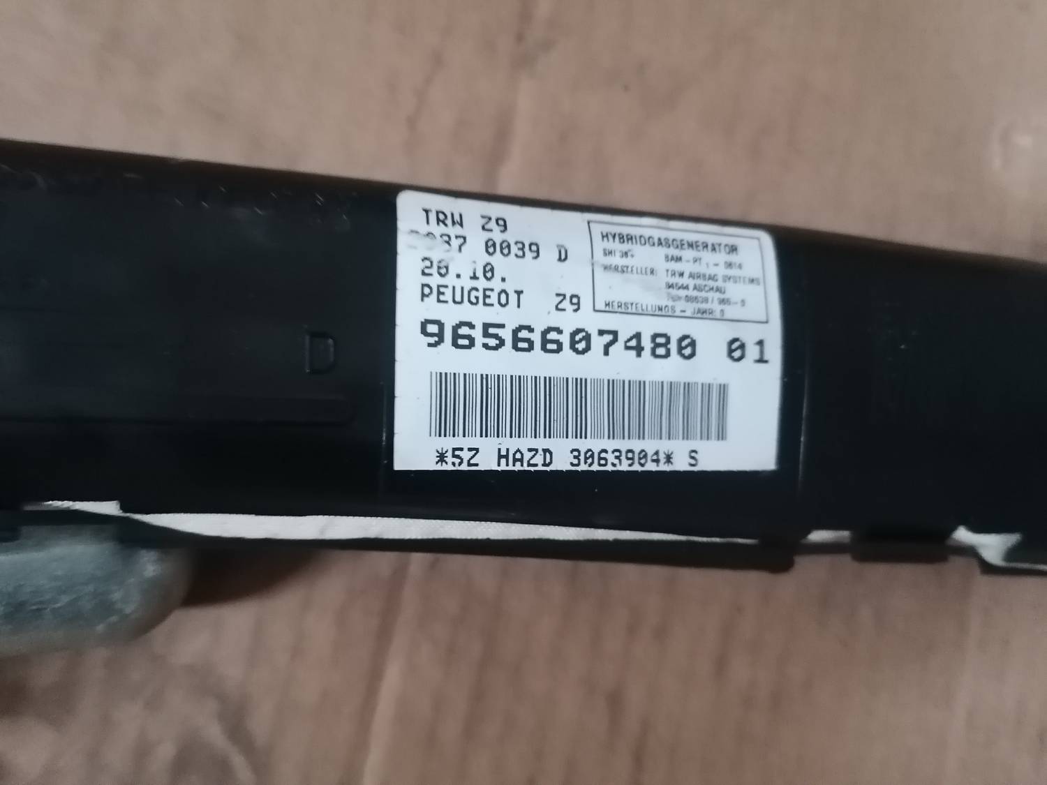 Griestu drošības spilvens, pa kreisi priekš PEUGEOT 607 2010 3 Griestu drošības spilvens, pa kreisi priekš PEUGEOT 607 2010