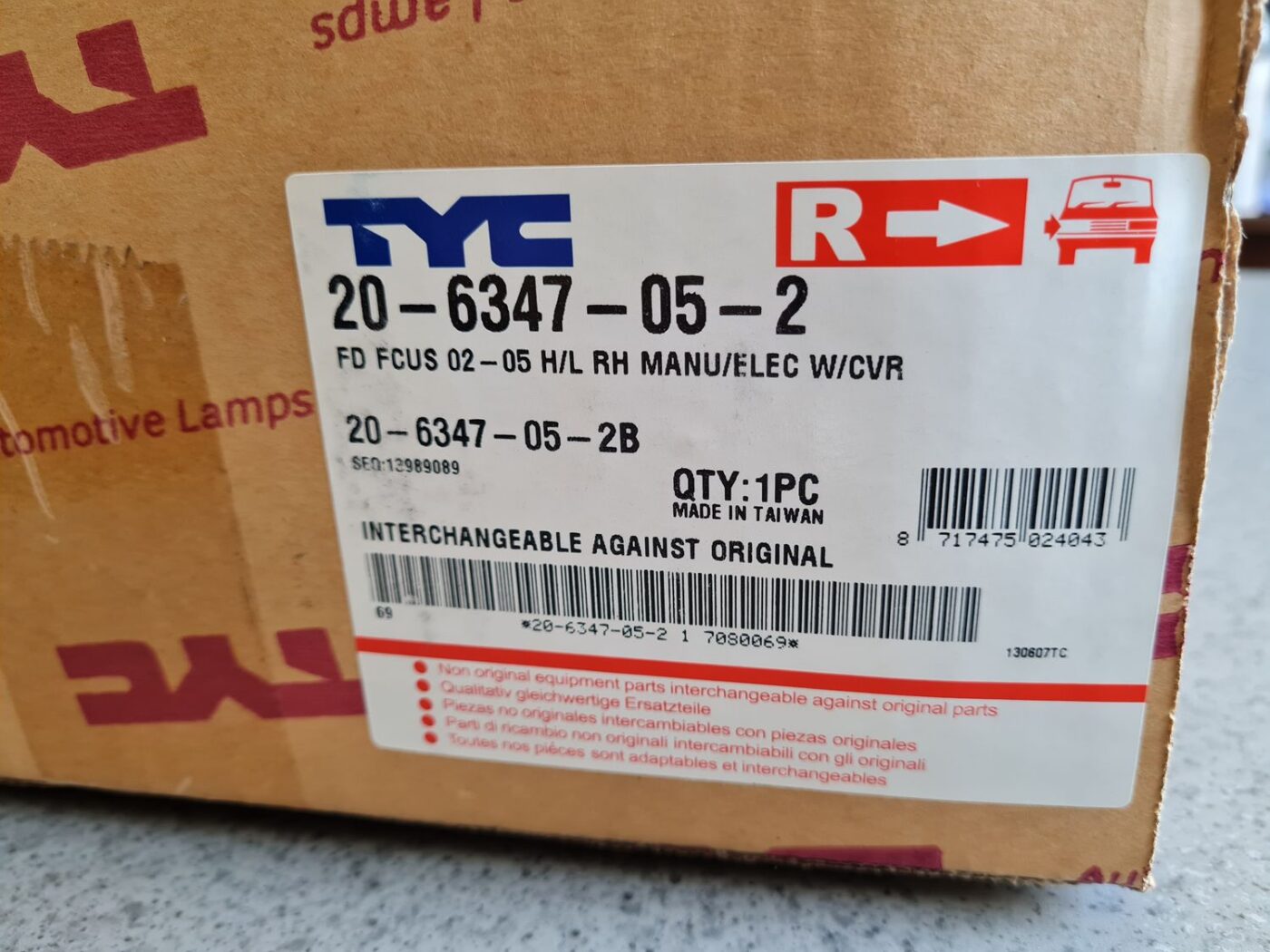 Priekšējais labais lukturis priekš 3 Priekšējais labais lukturis priekš