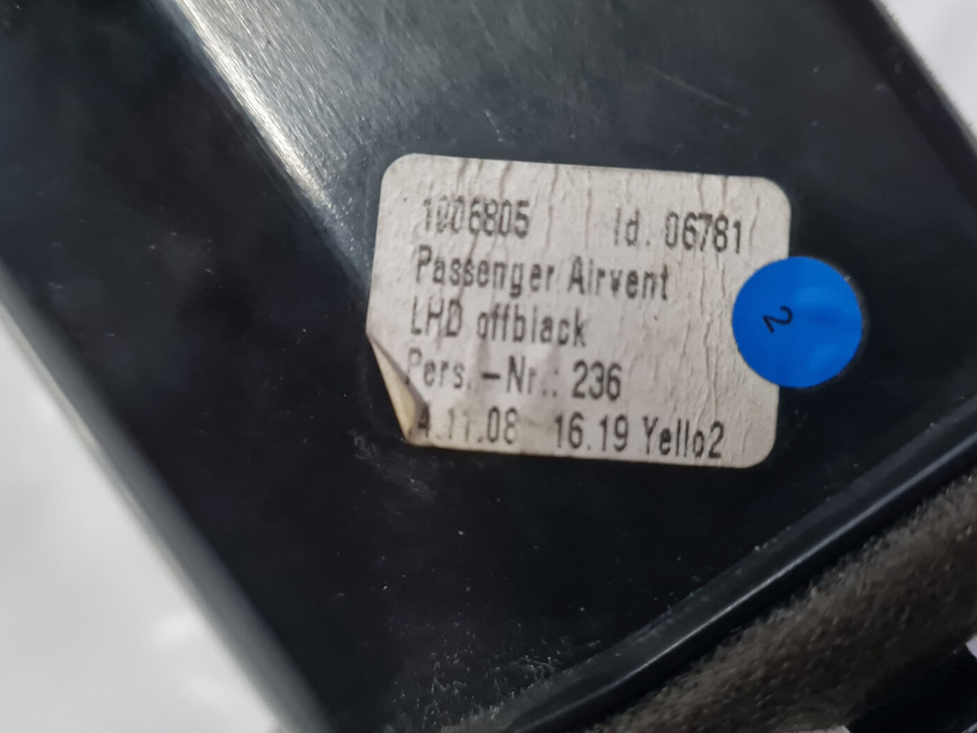 Mērinstrumentu paneļa gaisa vads, pa labi priekš VOLVO XC 60 2009 2 Mērinstrumentu paneļa gaisa vads, pa labi priekš VOLVO XC 60 2009